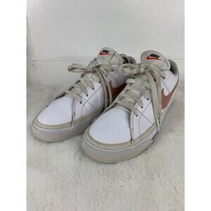 Nike Court Legacy Women’s Pink White Leather Sneakers Size 10